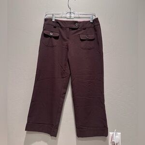 Vintage Y2K 2000s No Boundaries Brown Flare Capri Pants‎ Sz 5 Juniors